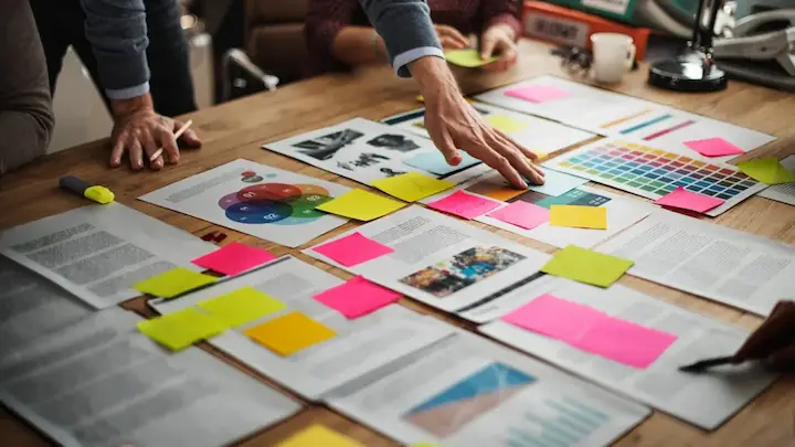 Equipo planificando una estrategia de comunicación audiovisual para empresas